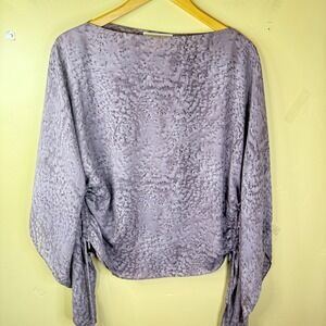 Michael Kors Womens Blouse Top S/M Purple Gray Animal Print‎ Drape Lightweight